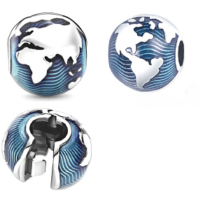 Charm Sterlingsilber 925 Planet Erde - blauer Planet überall zu Hause, also was auf der Erde? Stopper, Clip-Perle für das Armband Reisen