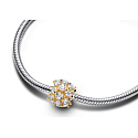 Charme Sterling Silber 925 Gold glitter runden Charme, Perle auf Armband Symbol