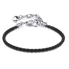 Černý kožený náramek 18 cm – kovové zapínání