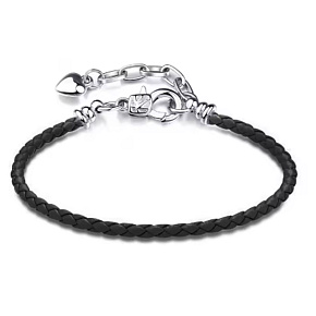 Černý kožený náramek 18 cm – kovové zapínání