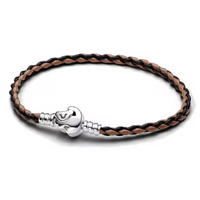 Pletený náramek pro přívěsky Charm – černo-hnědý 18 cm