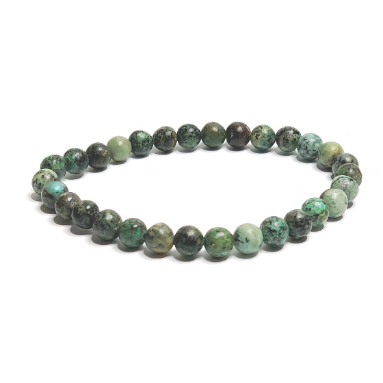 Jaspis Afrikanische Türkisimitation Armband elastischer Naturstein, Kugel 6 mm / 16 - 17 cm