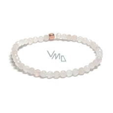 Rose Facettenarmband elastisch Naturstein, Kugel 4 mm / 16 - 17 cm, Liebesstein