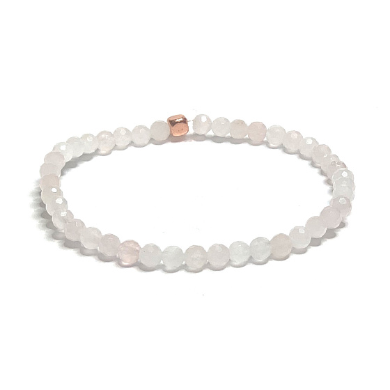 Rose Facettenarmband elastisch Naturstein, Kugel 4 mm / 16 - 17 cm, Liebesstein