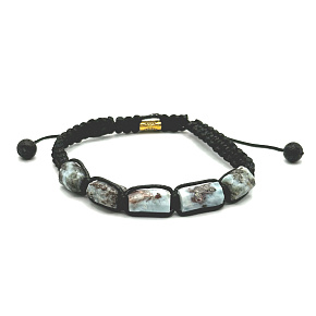 Larimar-Armband Naturstein, handgestrickt, größenverstellbar, Stein des mythischen Atlantis