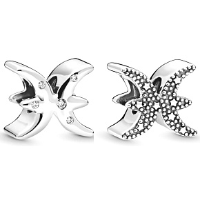 Charm Sterling Silber 925 Tierkreiszeichen Sparkling Fische, Perle für Armband
