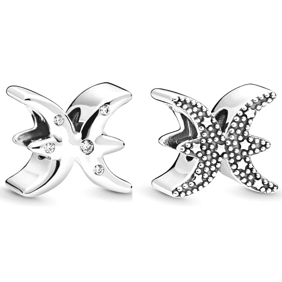 Charm Sterling Silber 925 Tierkreiszeichen Sparkling Fische, Perle für Armband