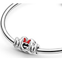 Charme Sterling Silber 925 Disney Minnie Mouse Schleife und das Wort Mum - Mum, Perle auf Armband