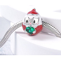 Sterling Silber 925 Santa und grünes Herz Perlenarmband Weihnachten