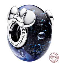 Charme Sterling Silber 925 Disney Mickey Mouse und Minnie Mouse blau Murano-Glasperle auf Armband Film