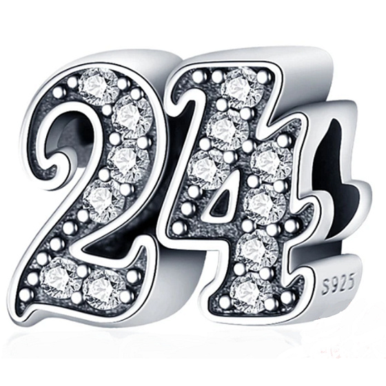 Charme Sterling Silber 925 24 Jahrestag, Perle auf Armband