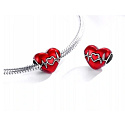 Charm Sterling Silber 925 Rotes Herz schlagendes Herz, Perle am Armband Liebe