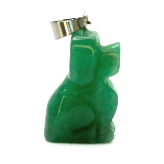 Aventurin Hund Anhänger Naturstein, handgeschliffene Figur 1,8 x 2,5 x 8 mm, Stein der Liebe, Freude