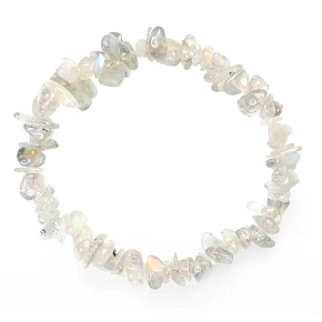 Labradorit Armband elastisch gehackter Naturstein 19 cm, AA Qualität, Stein der Wandlung