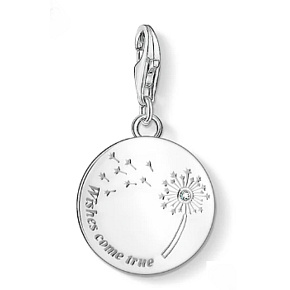 Charms Sterling Silber 925 Löwenzahn - Wünsche werden wahr, Karabinerverschluss Armband Anhänger Natur