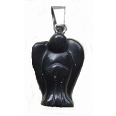 Obsidian schwarz Engel Schutzengel Anhänger Naturstein 2 - 2,2 cm, Rettungsstein
