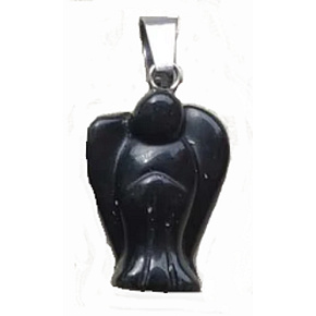 Obsidian schwarz Engel Schutzengel Anhänger Naturstein 2 - 2,2 cm, Rettungsstein