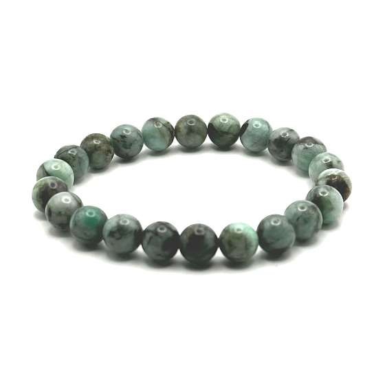 Smaragd-Armband elastisch Naturstein, Kugel 8 mm / 16 - 17 cm, königlicher Stein