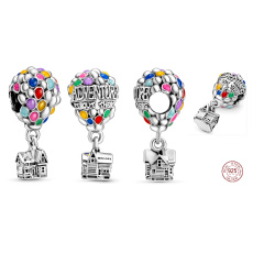 Charms Sterling Silber 925 Disney Up in the sky - Fliegendes Haus mit Ballons, Perle für Armband