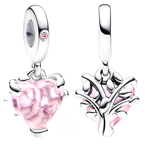 Charme Sterling Silber 925 Rose Baum des Lebens, ein Herz, ein Ursprung, Familie Armband Anhänger