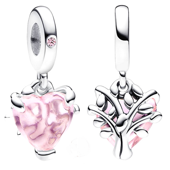 Charme Sterling Silber 925 Rose Baum des Lebens, ein Herz, ein Ursprung, Familie Armband Anhänger