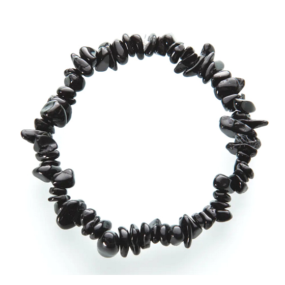 Turmalin schwarzes Armband elastisch gehackter Naturstein 19 cm, Wächter der guten Laune