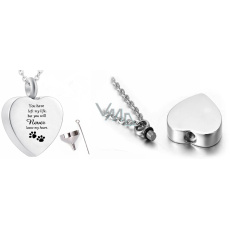 Urnen-Gedenkanhänger, Herz mit Pfoten wasserdicht, Edelstahl 20 x 25 mm + Kette 50 cm Urnen-Gedenkanhänger, Herz mit Pfoten wasserdicht, Edelstahl 20 x 25 mm + Kette 50 cm