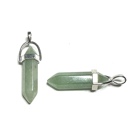 Avanturin Pendel Sechseck-Anhänger Naturstein 41 x 13 mm, Glücksstein