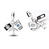 Charm Sterling Silber 925 Reisepass, Flugzeug, Kamera 3in1, Reise-Armband Anhänger