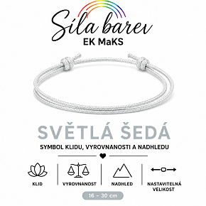 Šňůrkový náramek Síla barev – Světlá šedá | Symbol klidu, vyrovnanosti a nadhledu | nastavitelný 16 - 30 cm