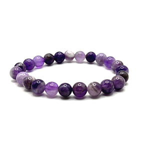 Chevron Amethyst Armband elastisch Naturstein, Kugel 8 mm / 16 - 17 cm, Stein der Könige und Bischöfe