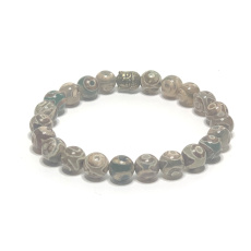 Achat tibetisch gestreiftes Armband elastischer Naturstein, Kugel 8 mm / 16 - 17 cm