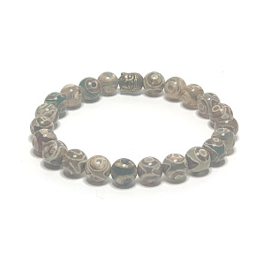 Achat tibetisch gestreiftes Armband elastischer Naturstein, Kugel 8 mm / 16 - 17 cm