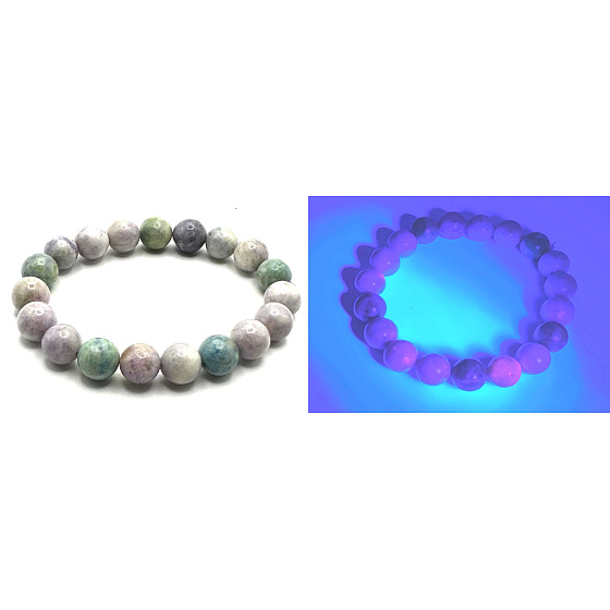 Hackmanit Armband elastisch Naturstein, Perle 10 mm / 16 - 17 cm, Stein innere Umwandlung