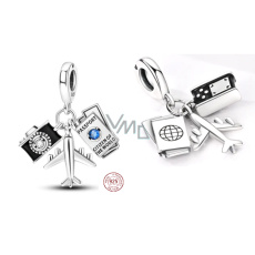 Charm Sterling Silber 925 Reisepass, Flugzeug, Kamera 3in1, Reise-Armband Anhänger Charm Sterling Silber 925 Reisepass, Flugzeug, Kamera 3in1, Reise-Armband Anhänger