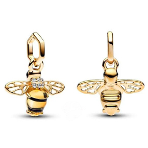 Charms Sterling Silber 925 Biene mit schwarzem und schwefelgelbem Kristall - Mini Medaillon, Tierarmbandanhänger