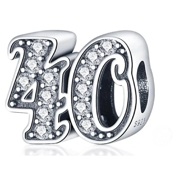 Charme Sterling Silber 925 40 Jahrestag, Perle auf Armband