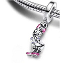 Charm Sterling Silber 925 Disney Gänseblümchen mit rosa Emaille, Film-Armband-Anhänger