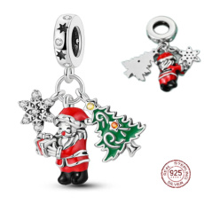 Charm Sterlingsilber 925 Weihnachten 3-in-1 Santa, Baum und Stern, Anhänger für Armband Weihnachten Charm Sterlingsilber 925 Weihnachten 3-in-1 Santa, Baum und Stern, Anhänger für Armband Weihnachten