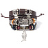 Mehrschichtiges Lederarmband, Eule + Fischsymbol, größenverstellbar