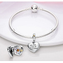 Sterling Silber 925 You never know what you're going to get - herzförmige Pralinenschachtel, Bonbondose, aufklappbarer Geburtstagsarmband-Anhänger