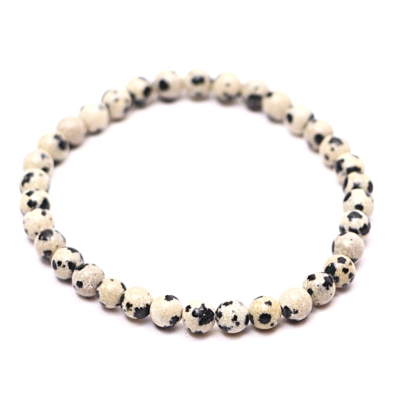 Jaspis Dalmatiner Armband elastisch Naturstein, Kugel 4 mm / 15 cm, für Kinder, Stein der positiven Energie