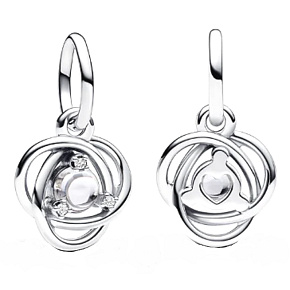 Charme Sterling Silber 925 Klar Zirkonia Kreis der Ewigkeit April, Anhänger am Armband Symbol