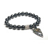 Shungit + Auge des Horus Armband elastischer Naturstein, Kugel 8 mm / 16 - 17 cm, Stein des Lebens
