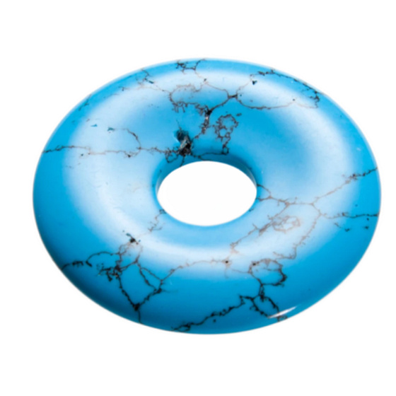 Tyrkenit blau Donut Naturstein 30 mm, Stein der jungen Leute, die nach einem Lebensziel suchen