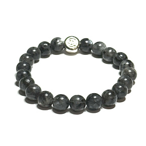Larvikite Armband elastisch Naturstein, Kugel 8 mm / 16 - 17 cm