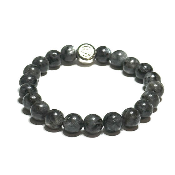 Larvikite Armband elastisch Naturstein, Kugel 8 mm / 16 - 17 cm
