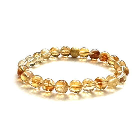 Citrin Armband elastisch Naturstein, Kugel 8 mm / 16-17 cm, AA-Qualität, Stein des Überflusses, Erfolg