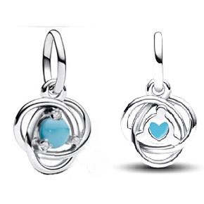 Charme Sterling Silber 925 Türkis Ewigkeit Kreis Dezember, Anhänger am Armband Symbol