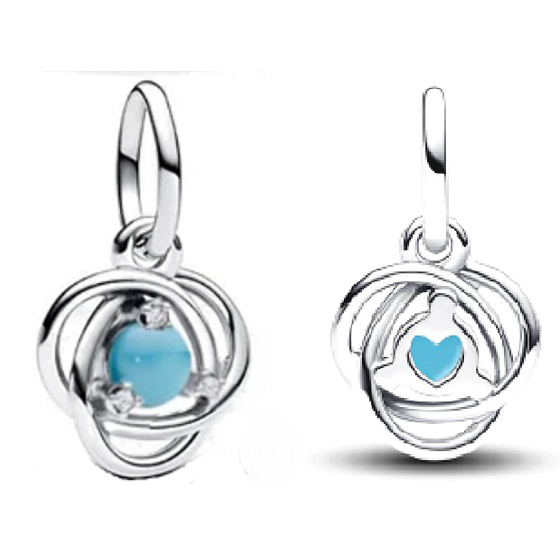 Charme Sterling Silber 925 Türkis Ewigkeit Kreis Dezember, Anhänger am Armband Symbol